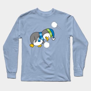 Little Penguin Getting a Snow Ball Long Sleeve T-Shirt